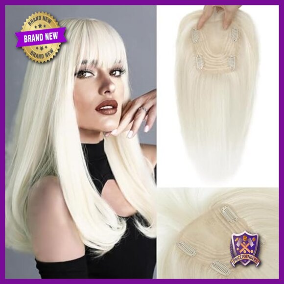 12 Inch Human Hair Topper with 3D Bangs for Thinning Hair main image 6